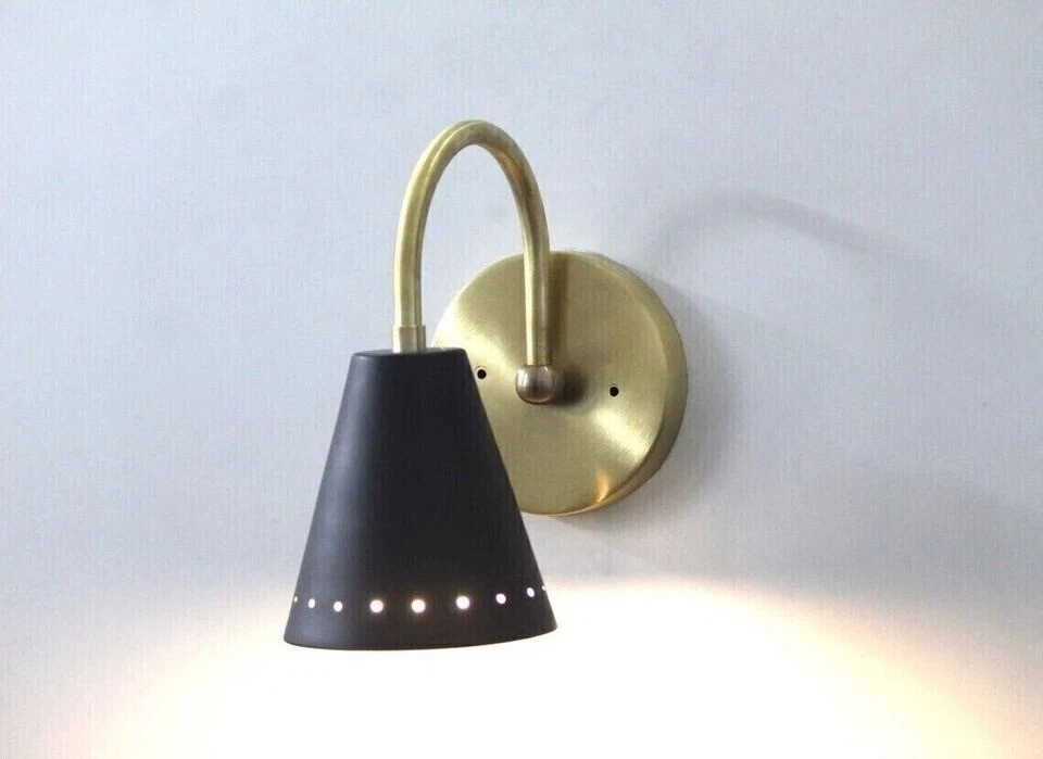 Italian Single Cone Modern Brass Wall Lamp Sconce