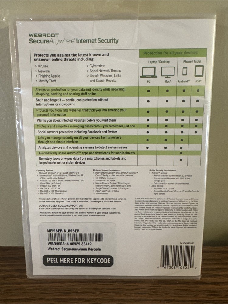 Webroot SecureAnywhere Internet Security - Full Version for Windows & Mac...