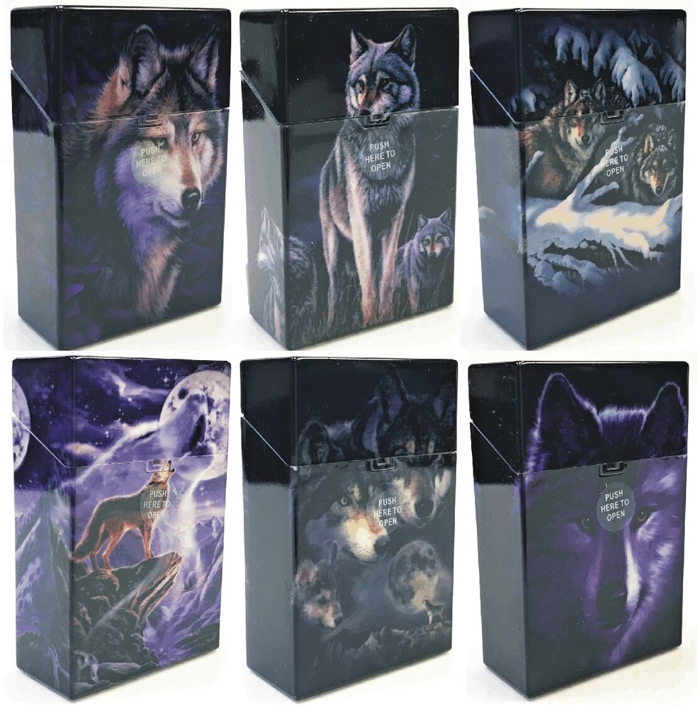 Eclipse Wolf Design Hard Plastic Crushproof Cigarette Case, 2ct, Kings 3116D17-2