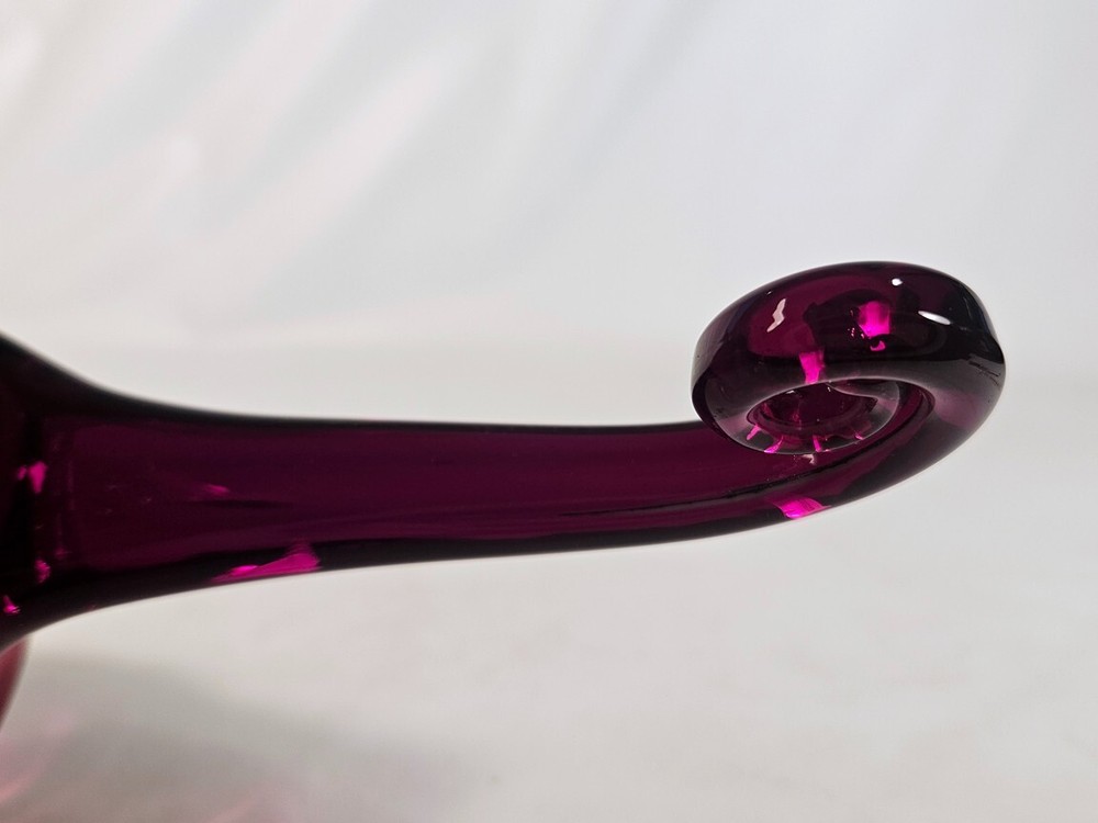 Red Glass Bowl with Handle Handblown Unique Design