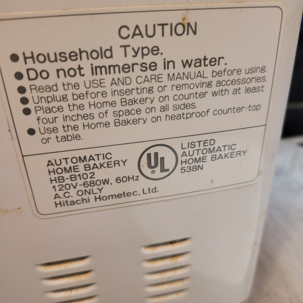 Hitachi Home Bakery II HB-B102 Bread Machine Replacement Base Unit Only Works