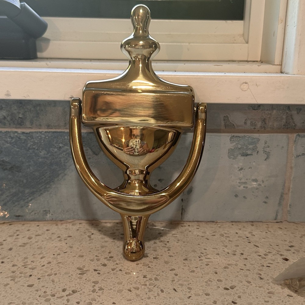 Vtg Solid Brass Door Knocker 6”x3” New OPEN Can Be Engraved made In Spain