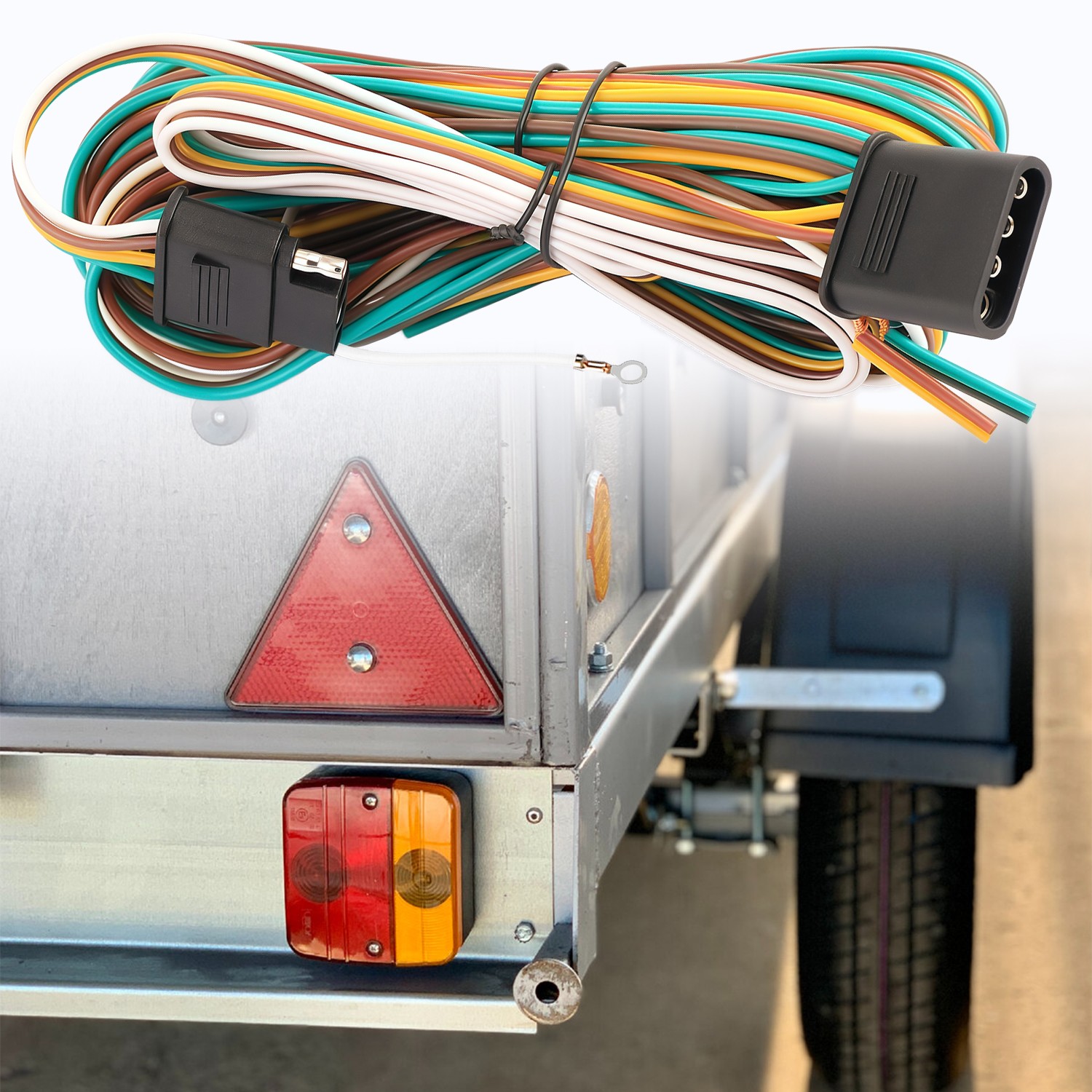 25' 4 Pin Flat Trailer Wiring Harness Kit Wishbone Style for Trailer Tail Lights