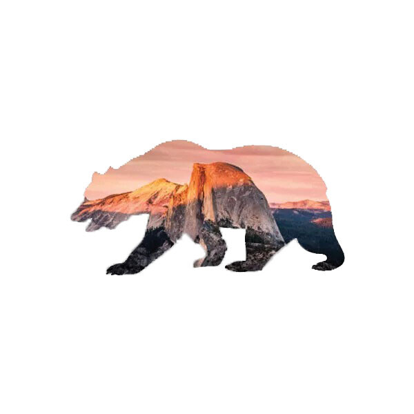 California Bear Shaped Half Dome Sticker Decal