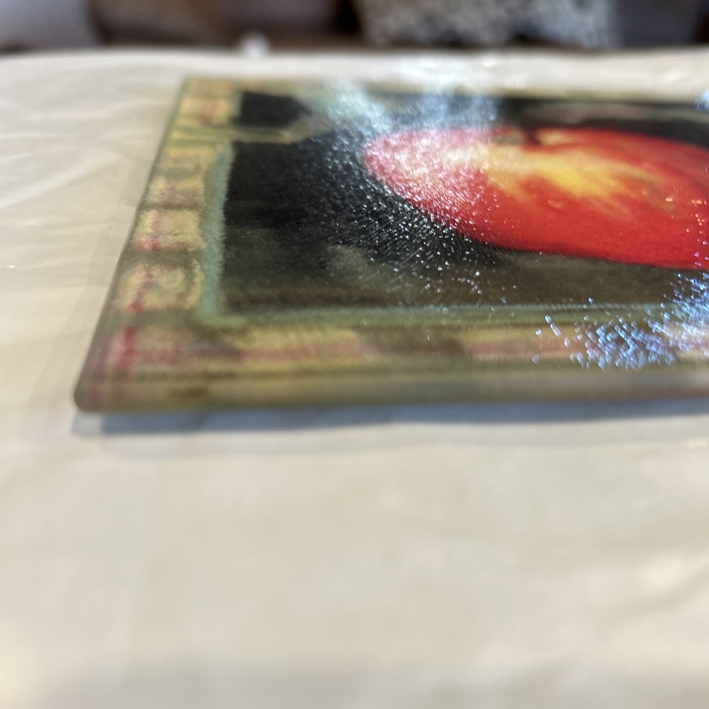 Tempered Glass Apple Design Trivet-7” Square