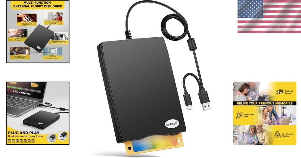 3.5-Inch USB Type A/C Floppy Disk Reader for Windows - Dust Resistant & Portable