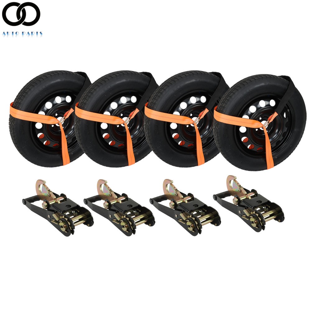 2 " x 96 " - 4 Pack - 3,300 Pound Safe Working Load Car Tie Down with Snap Hooks