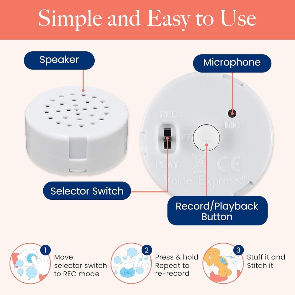 Personalized 60-Second Plush Toy Voice Recorder - Ideal for DIY Projects