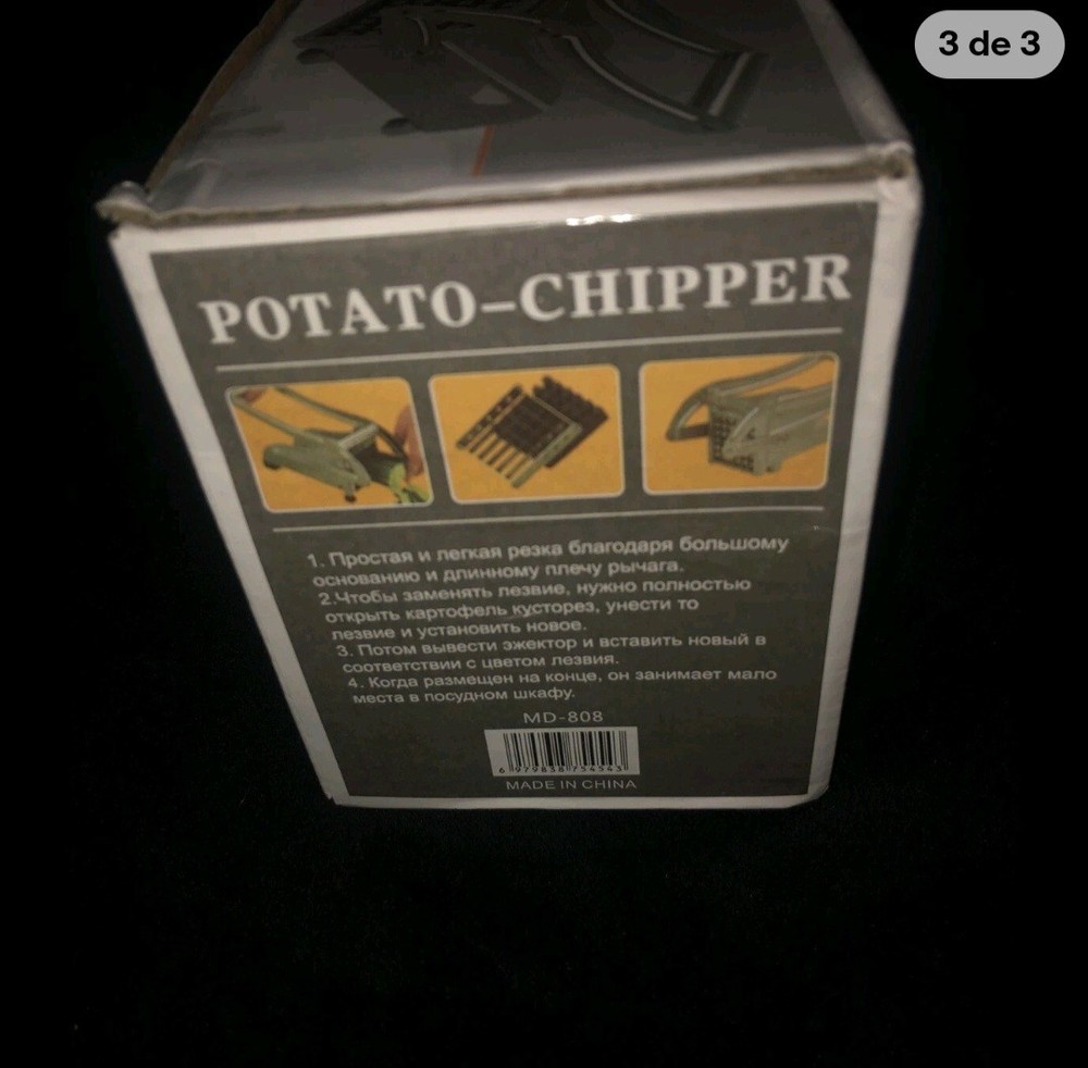 Metal Potato Chipper Push Function Cutter MD-808 Silver Dishwasher Safe