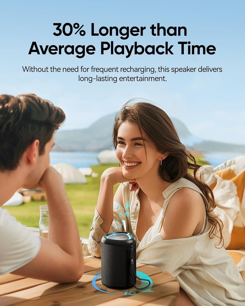 Portable Bluetooth Speaker with Lights, Stocking Stuffers, Powerful Crystal