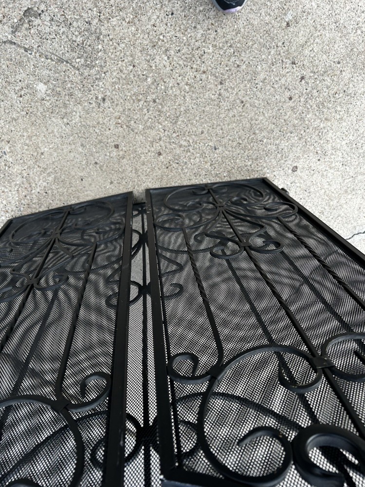 Black metal fireplace screen - Folds Flat - Nice Scrollwork