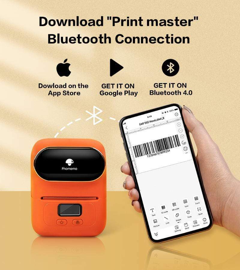 Phomemo M110 Bluetooth Portable Thermal Label Maker for Labeling Shipping Office