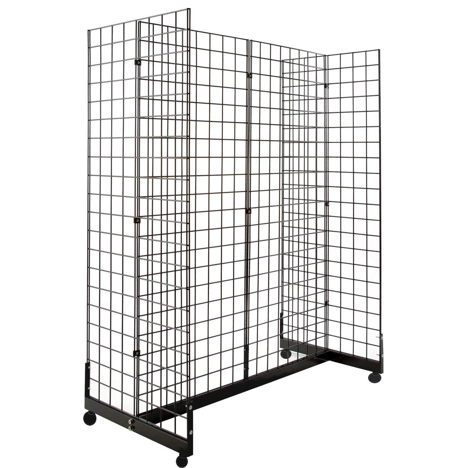 Display Grid Rack 4 Panel Rolling Retail Wall Store Craft Show Art Casters Stand