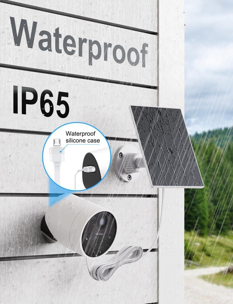 Simplisafe Solar Panel Outdoor Camera, IP65 Waterproof, 360° Adjustable Panel, 1