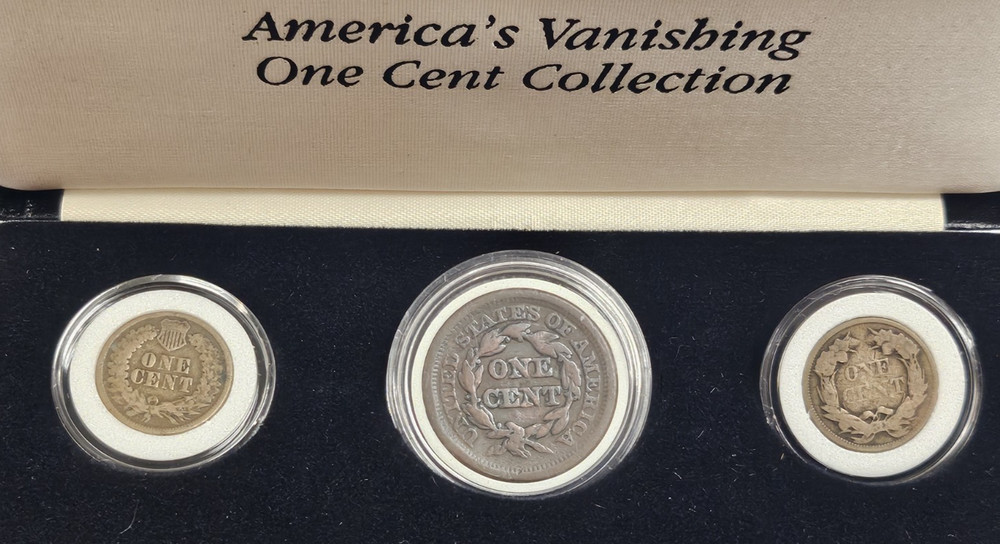 AMERICA VANISHING ONE CENT COLLECTION FLYING EAGLE, LARGE CENT, INDIAN AA351