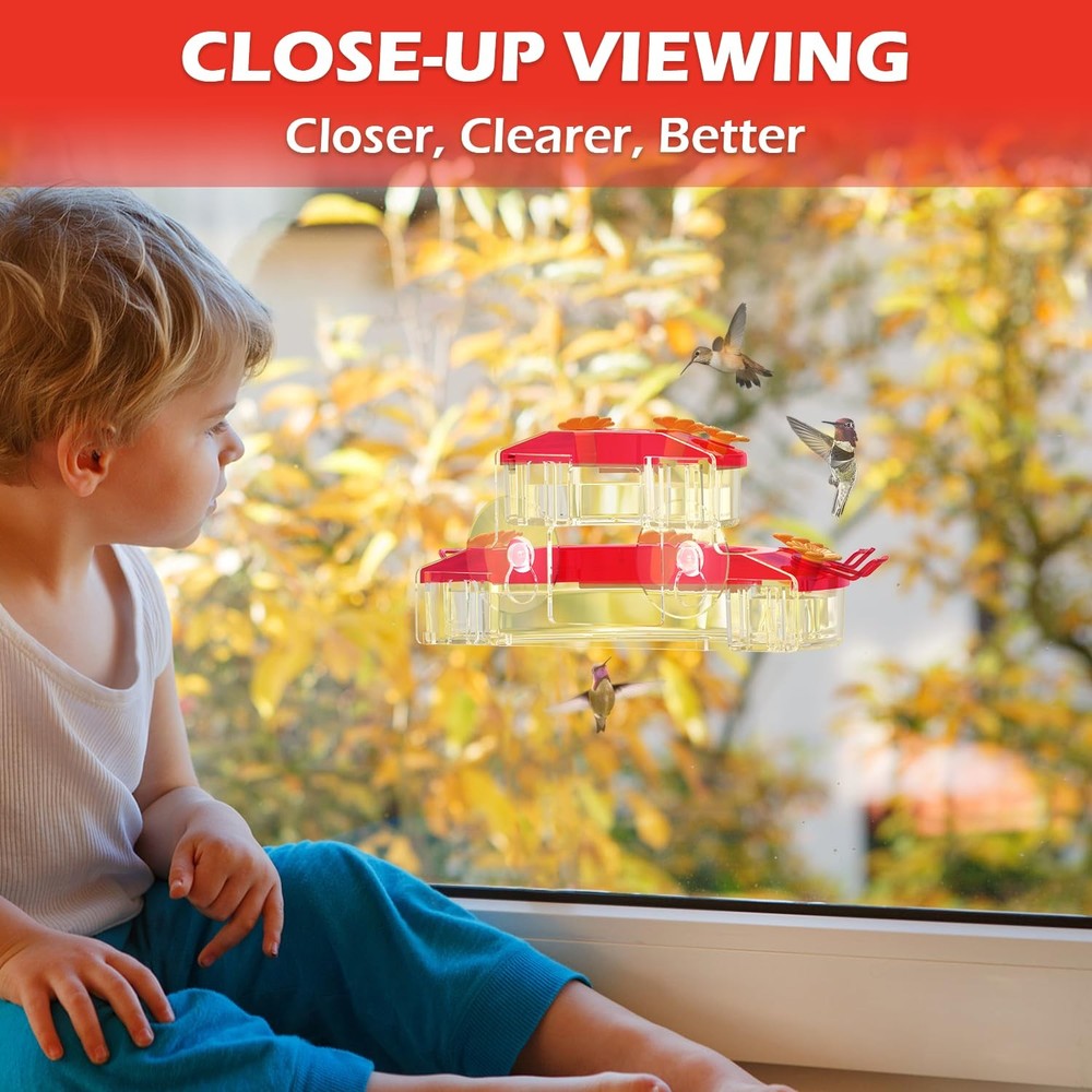 Comederos de ventana para colibríes para exteriores