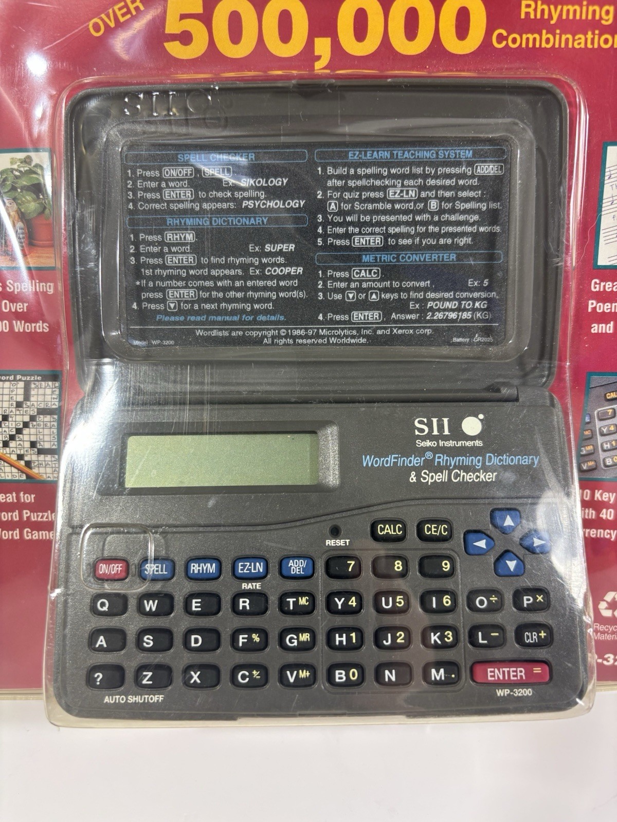 VTG Seiko SII WordFinder WP-3200 Spell Checker & Rhyming Dictionary NEW Sealed
