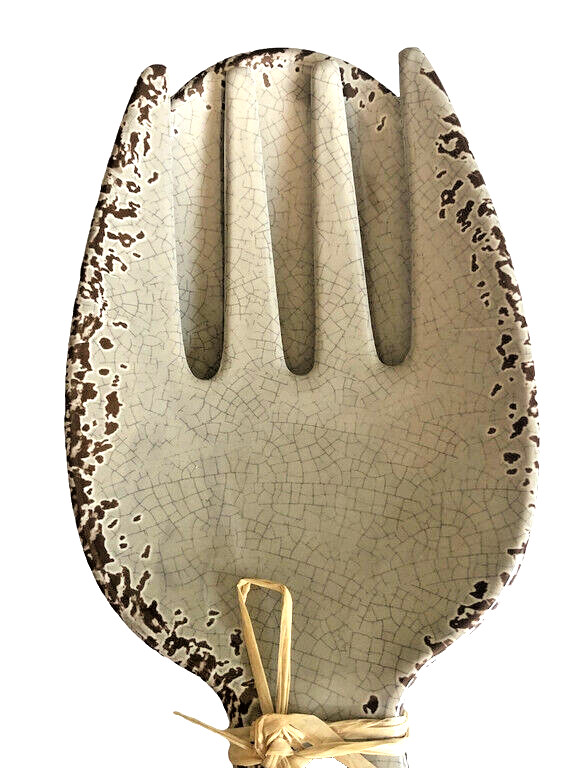 Tommy Bahama Speckled Salad Server Set Serving Spoon Fork Gray Rustic 11"