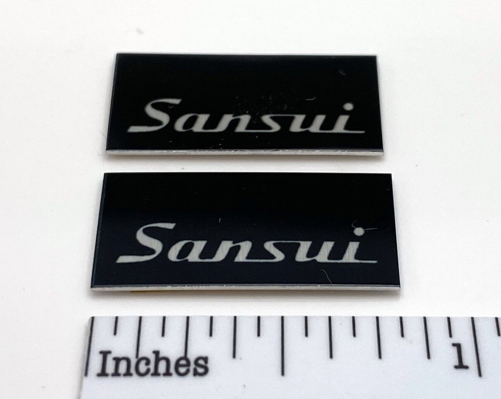 Sansui Speaker Badge Logo Emblem - Black Small Version - Self Stick PAIR