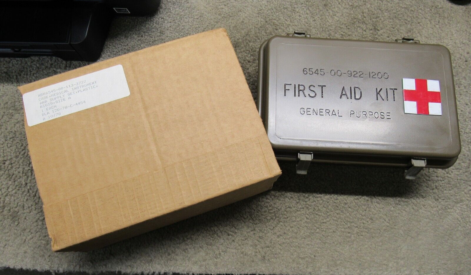 US Military First Aid Kit General Purpose EMPTY BOX DEFECTIVE 1978 Post Vietnam