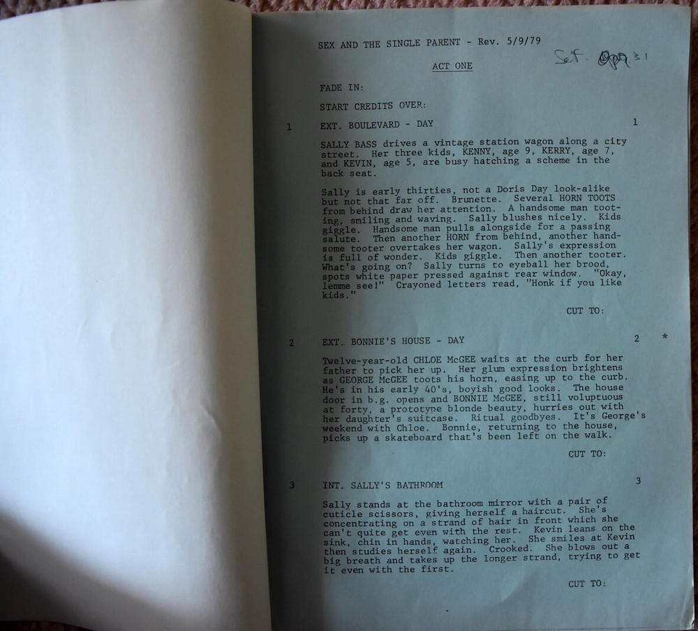1979 Sex and The Single Parent Original Script Screenplay Final Draft