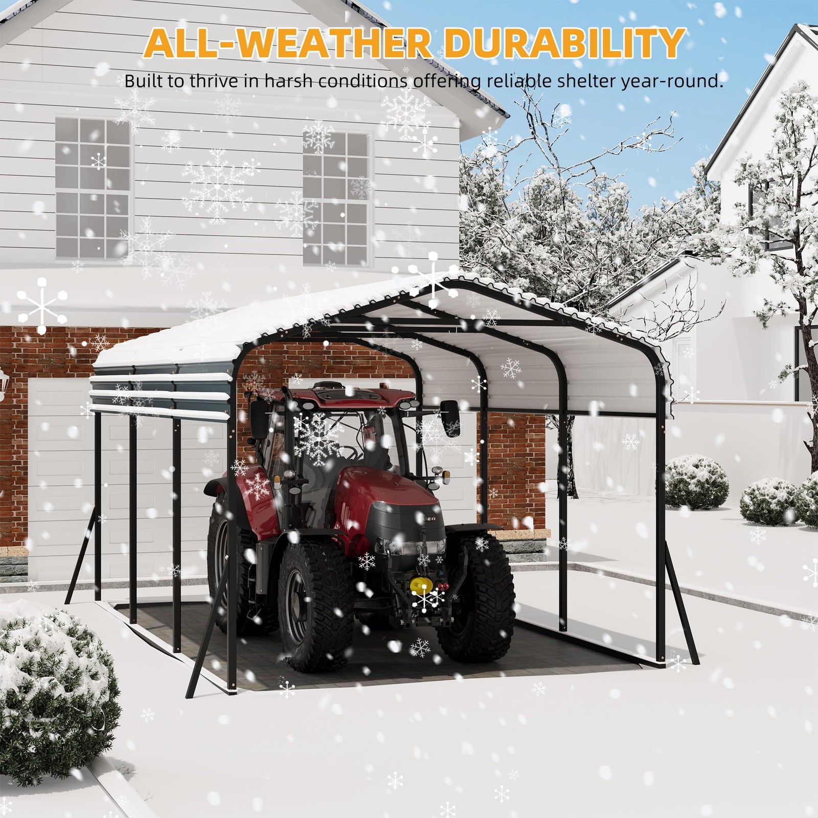 10'x15' Metal Carport with Galvanized Roof All-Weather Shelter