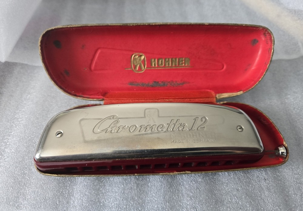Hohner Chrometta 12 Chromatic Harmonica Key C Germany w/ Case Tested