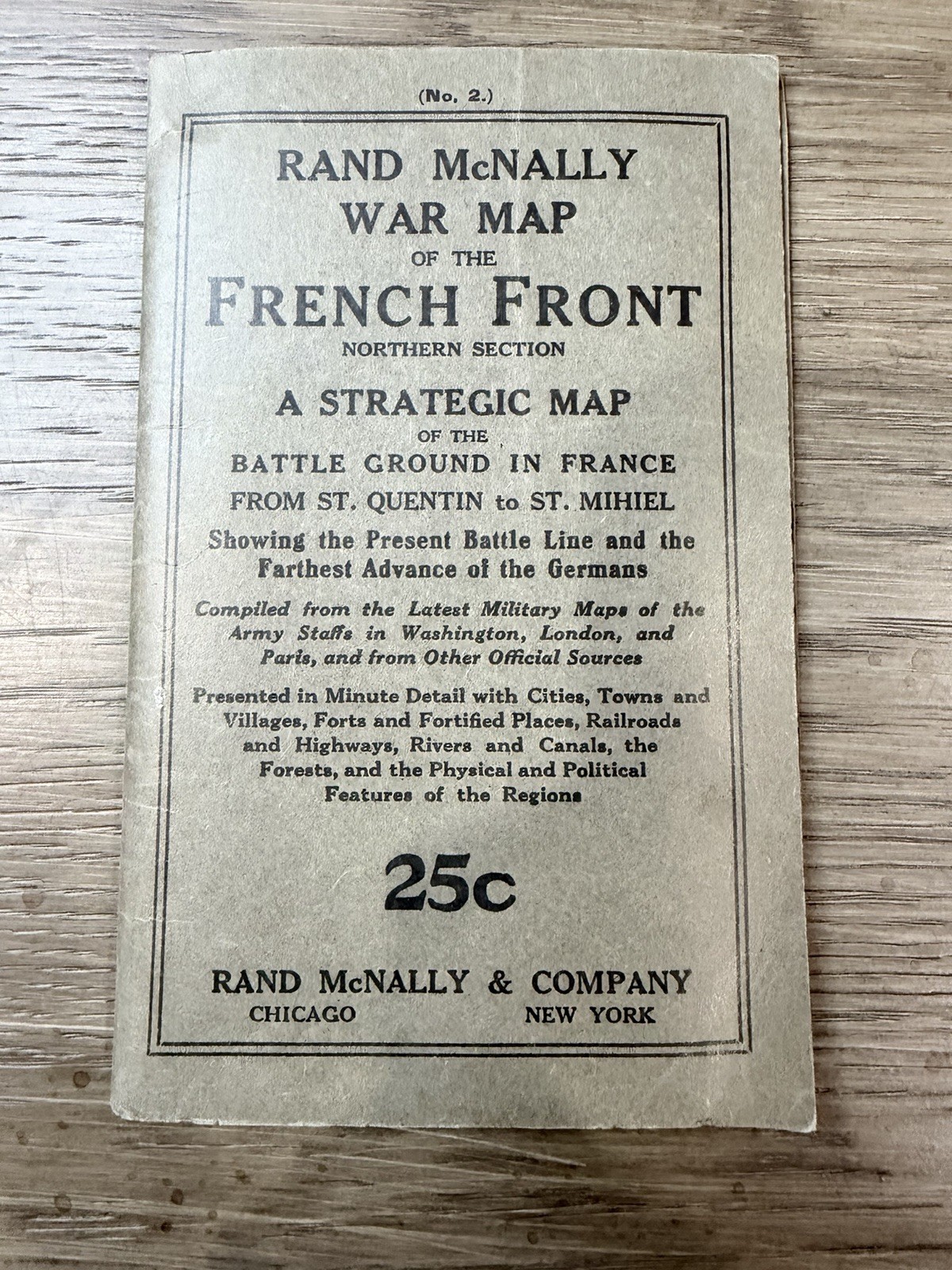 World War I Rand McNally War Map of French Front 1917 WWI EUC