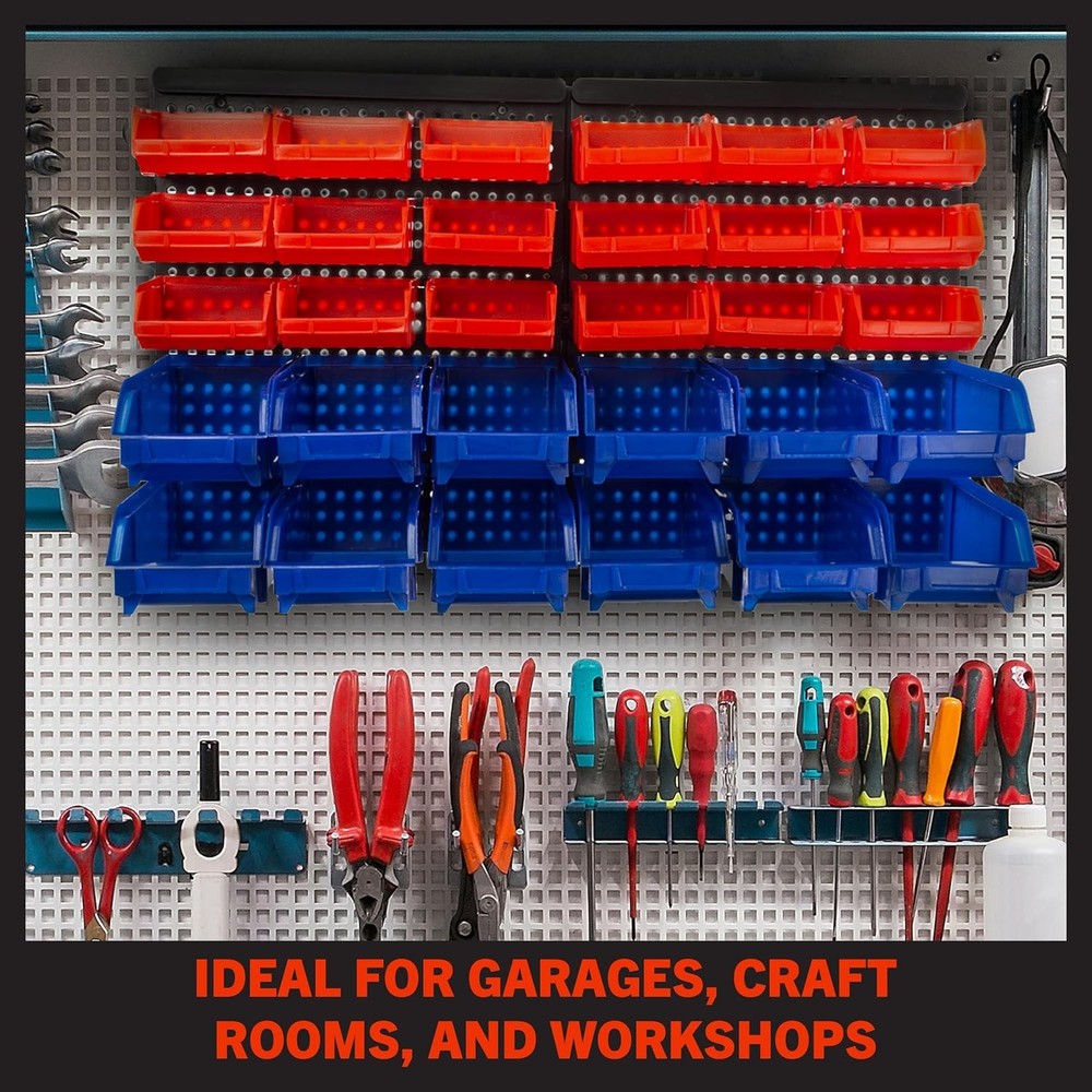 15-Bin Garage Organization Rack Carbon Steel Rack W/ Removable Stackable Plastic