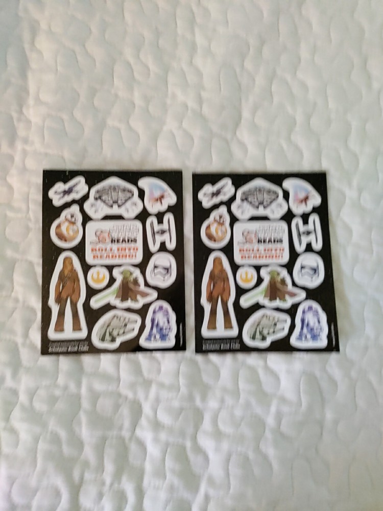 Scholastic 2 Sticker Sheets Star Wars Roll Into Reading Chewbacca R2D2 Falcon