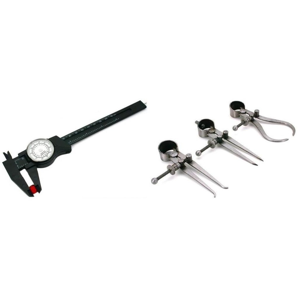 Vernier Dial Caliper with 3 Inside & Outside Precision Calipers