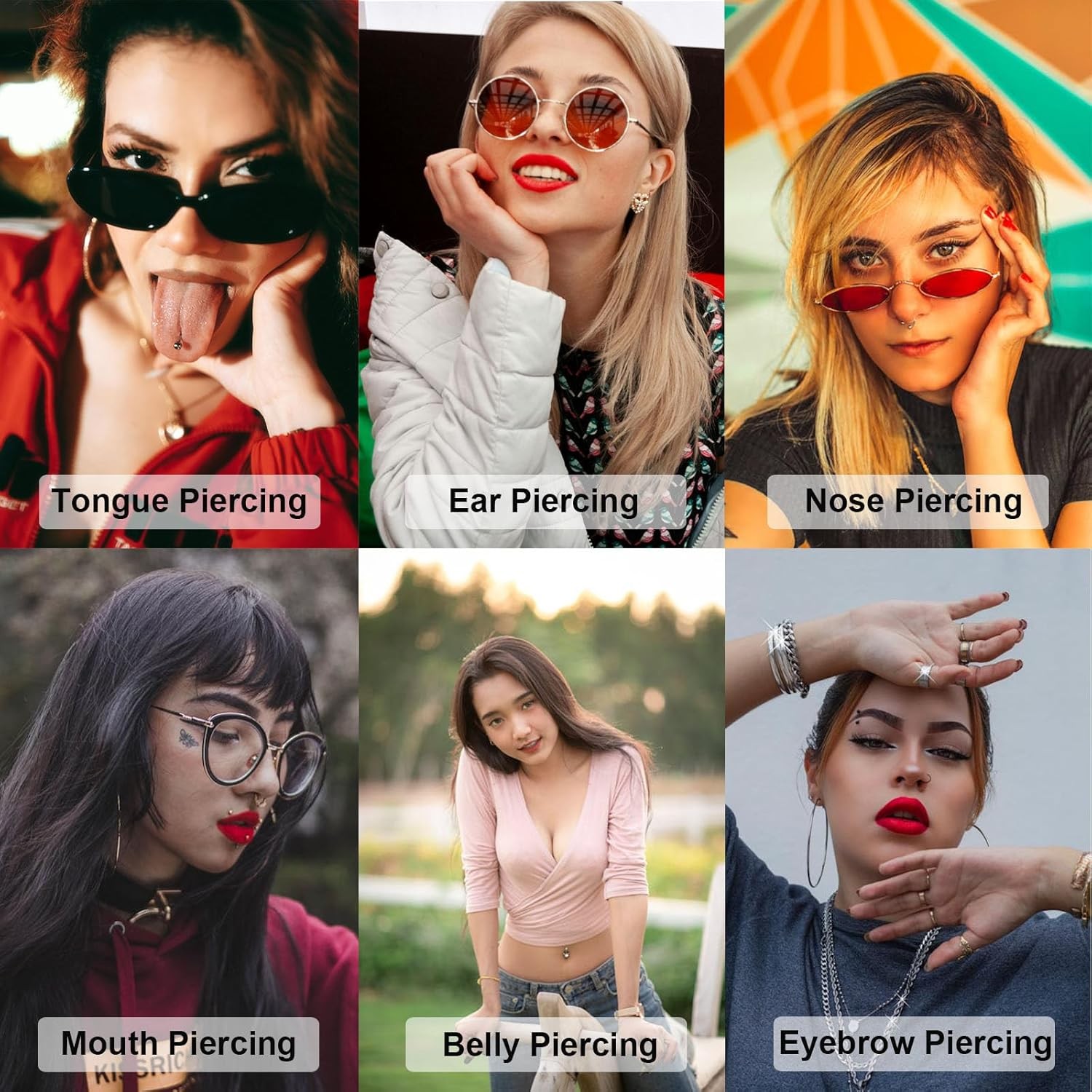 Body Piercing Kit 66PCS Professional Piercing Kit Includeds 50Mixed 12G 14G 16G