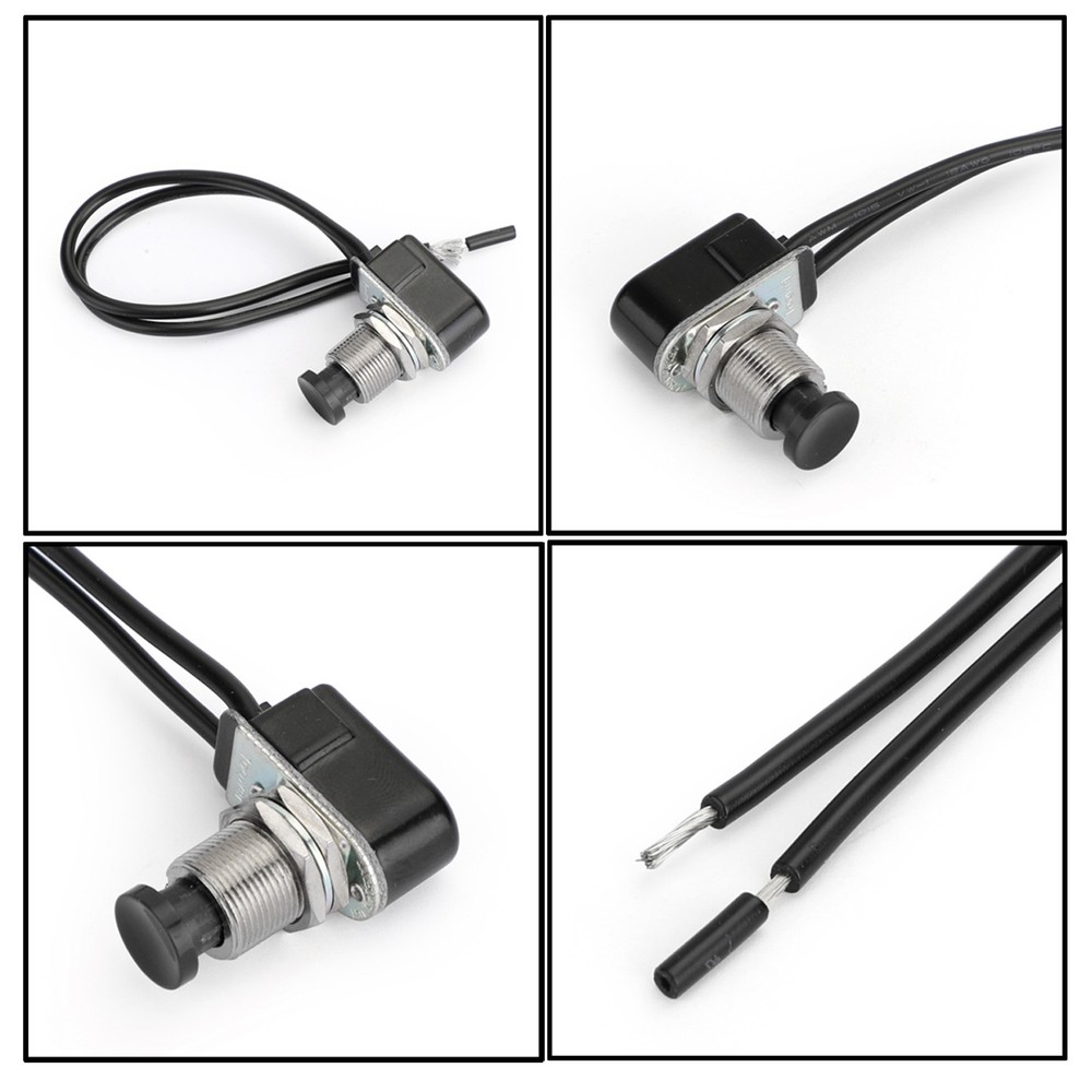 1* Normally Open Momentary Self-resetting Push Button Reset Switch w/Wire Black✨