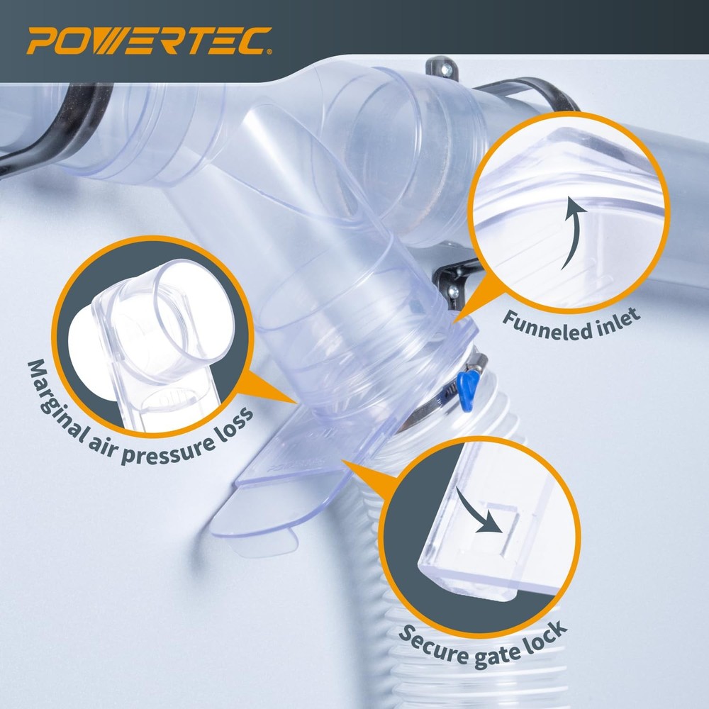 POWERTEC 4" Blast Gate, Clog Clear Gate