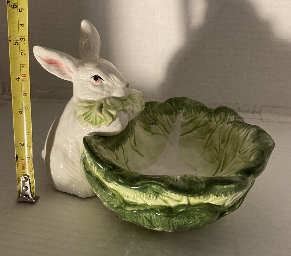 Department 56 Beautiful White Rabbit Candy Dish Easter Decor
