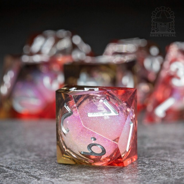 Sage's Dusk Souls Liquid Core Sharp Edge Resin Dice Set | Dnd Dice RPG Dice
