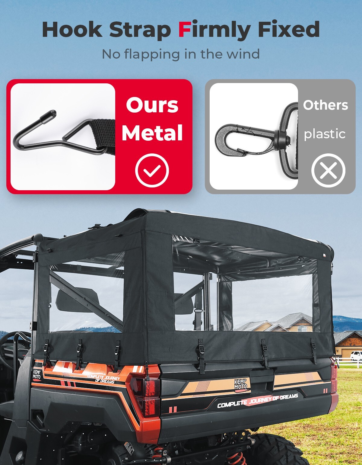 600D Camper Cargo Bed Cover for 2015-2025 Polaris Ranger XP 1000/570/Crew