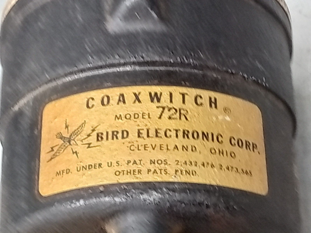 1 USED Bird 72R Coaxwitch Coaxial Switch 2 Position