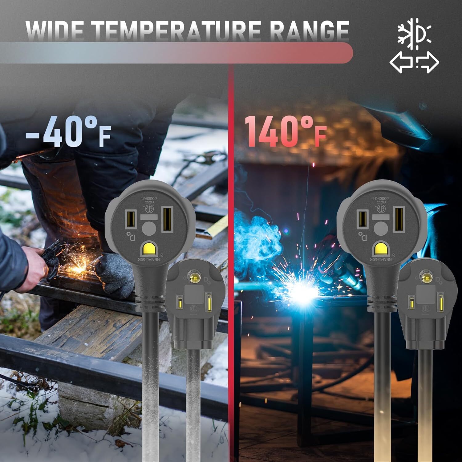 20ft / 40ft 15Amp 12AWG Welder Extension Cord,250 Volt Welding Cord, Nema 6-50