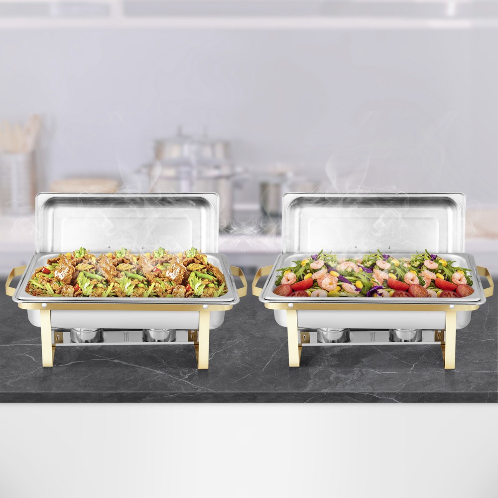 Chafing Dish Buffet Set 4 Pack 8 QT Rectangular Chafing Dishes for Buffet Dinner