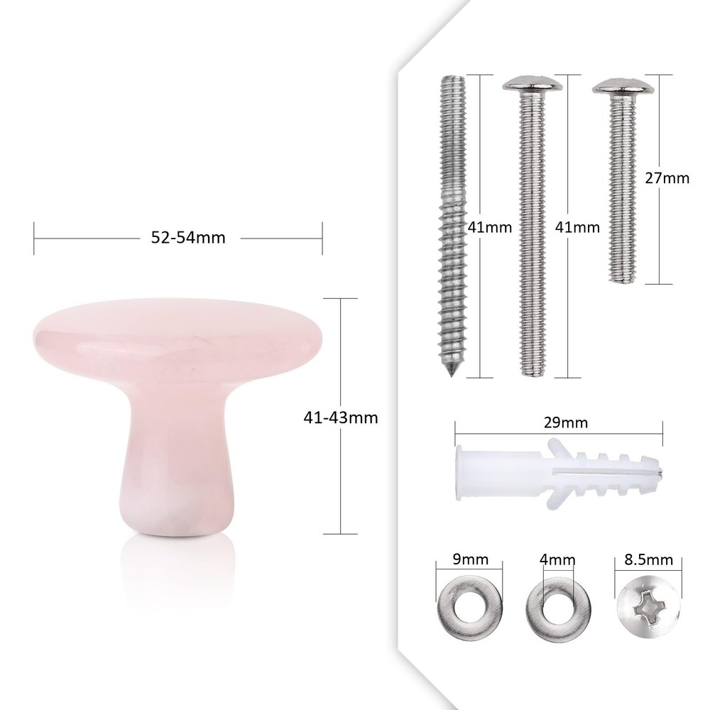 2PCS Natural Crystal Cabinet Knobs with Screws Round Stone Drawer Pull Handle...