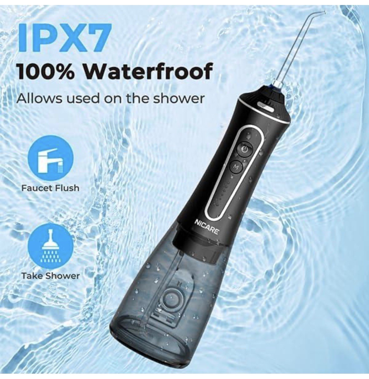 Cordless Rechargeable Water Dental Flosser Oral Irrigator with 5 Modes & 5 Tips