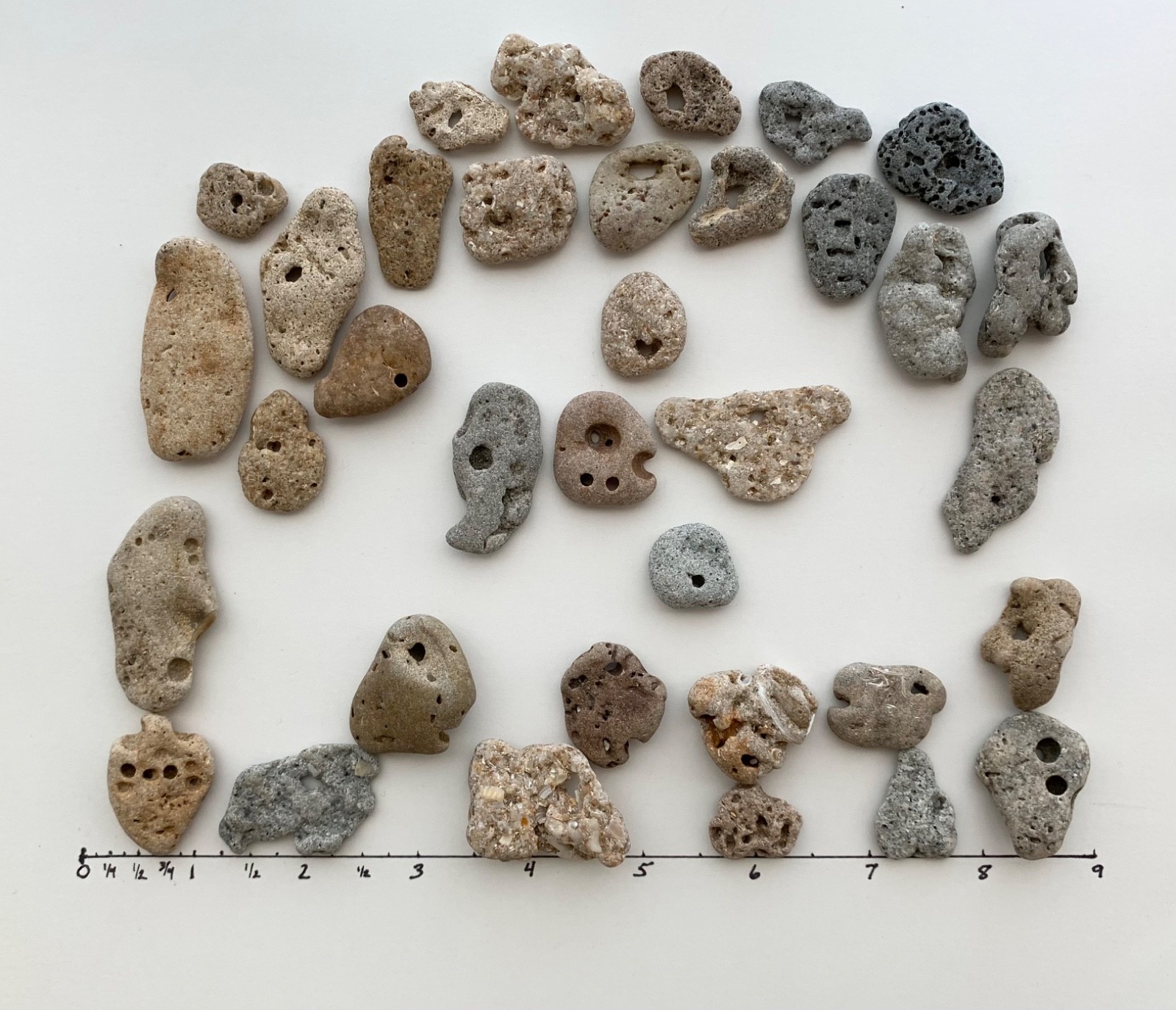35 Adder Holey Beach Rocks Hag Stones Fairy Lucky Wish Magic Natural 1" #B2 US❤️