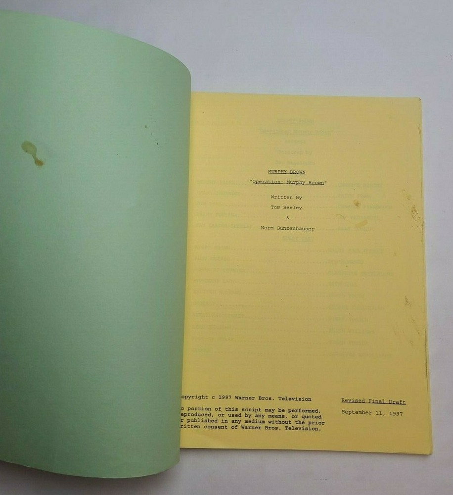 MURPHY BROWN / Norm Gunzenhauser 1997 TV Script, "Operation: Murphy Brown"