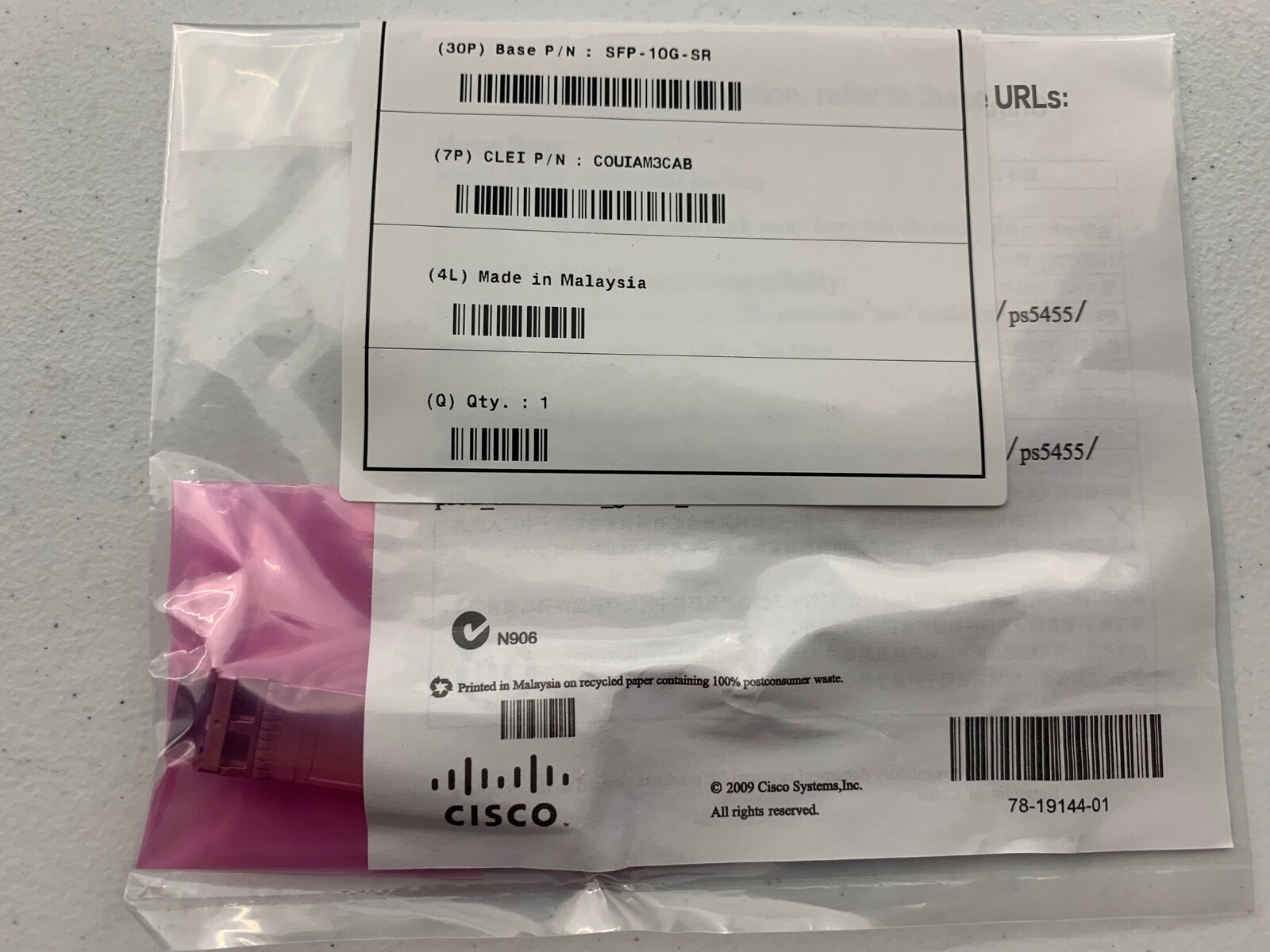 Cisco SFP-10G-SR SFP+ MMF 10GBase-SR 850nm Transceiver Module 1 Year Warranty