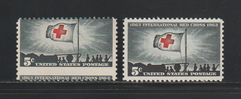 US EFO ERROR Stamps: #1239 Red Cross: Misperf & Normal. MD