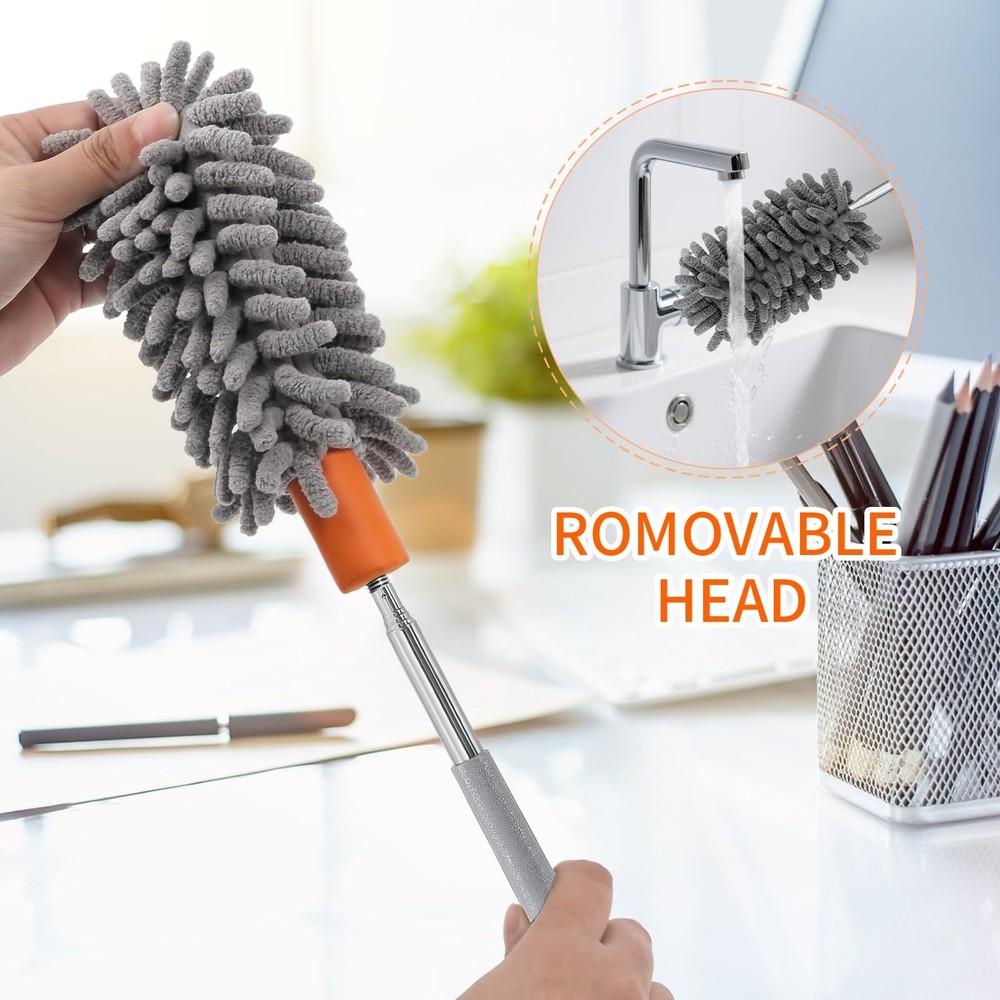 Mini Duster for Cleaning, 360° Bendable Hand Dusters with Extension Pole, W