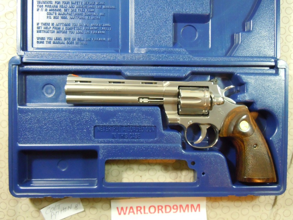 COLT PYTHON MOLDED FACTORY BLUE HARD CASE - 8 INCH..