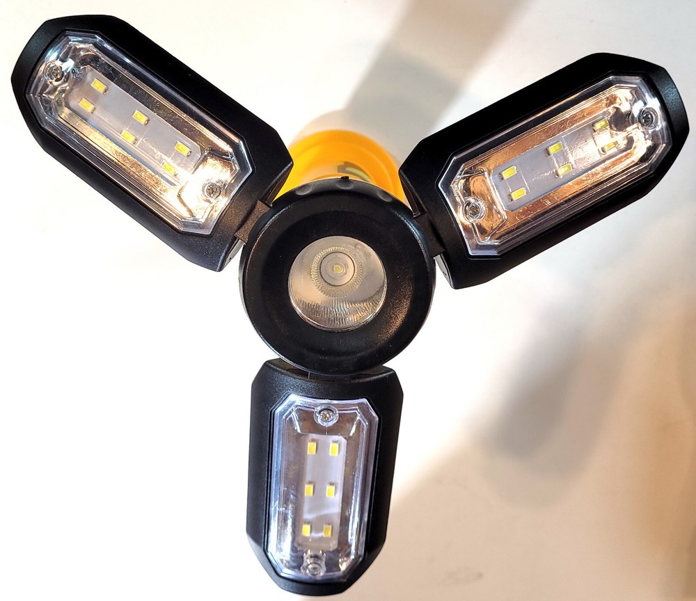 3-Panel LED Work Light with Flashlight Battery Inc 3 AAA Batteries