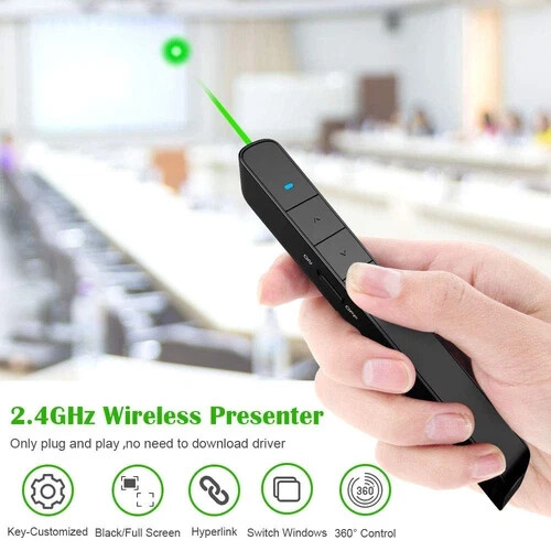 Presentation Clicker Green Light Pointer USB Rechargeable Wireless